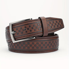 Alloy Pin Buckle PU Striped Belt for Men