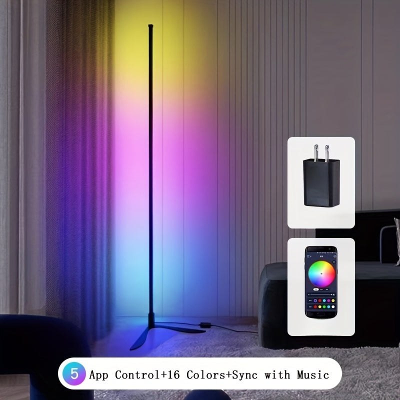 RGB Corner LED Floor Lamp Music Mood Lighting Dimmable Home Decor