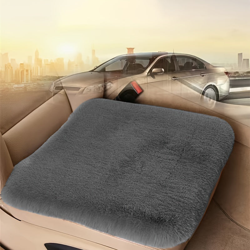 Grey Car Seat Cushion Winter Plush Short Hair Non-slip Cushion