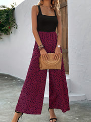 Dalmatian Print Wide Leg Jumpsuit Boho Sleeveless Jumpsuit