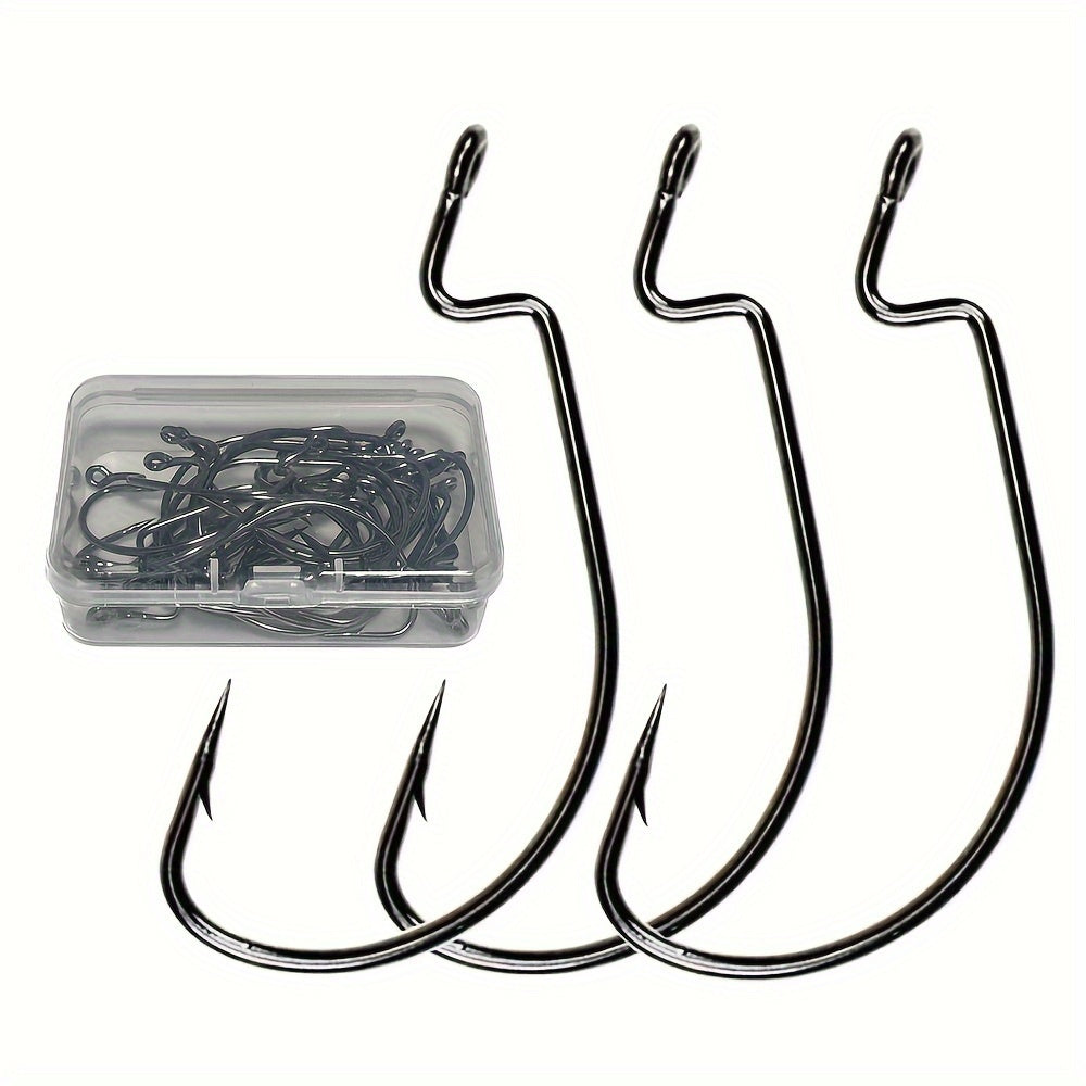 30pcs High Carbon Steel Fishing Hooks Barbed for Soft Worm Bait Tackle