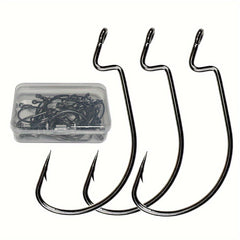 30pcs High Carbon Steel Fishing Hooks Barbed for Soft Worm Bait Tackle