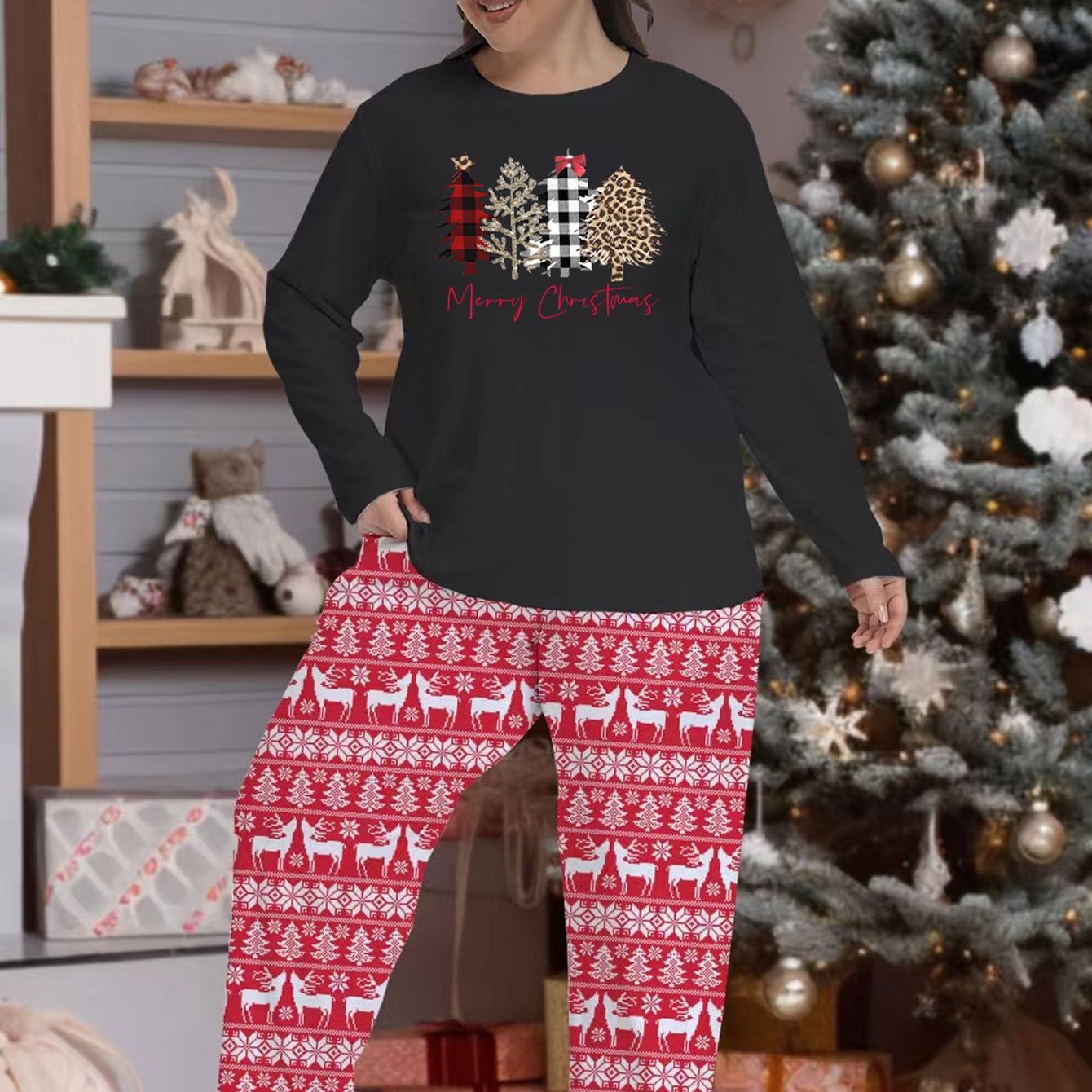 Christmas Casual Pajamas Set Women's Plus