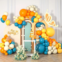 126pcs Yellow Orange Balloon Garland Arch Set Lemon Yellow Orange Teal Balloon