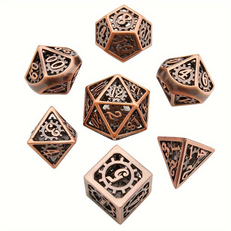 7pcs Hollow Metal Polyhedral Dice Set RPG Digital Teaching Collection