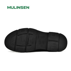 Men's Casual Leather Ankle Boots Lace-Up Walking Shoes