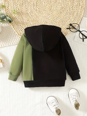 Baby Boys Letter Print Hooded Sweatshirt for Spring/Autumn