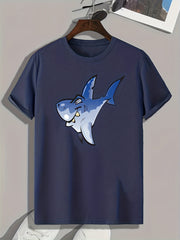 Shark Print Men's Graphic T-shirt for Summer