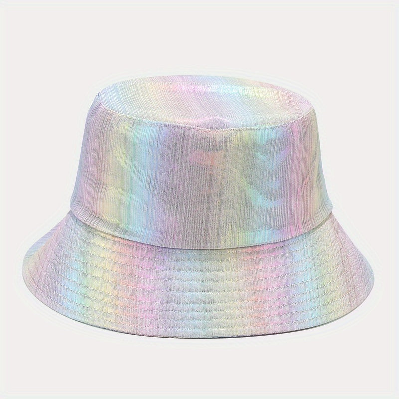 Hip Hop Laser Bucket Hat PU Leather Waterproof Basin Hat