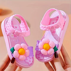 Girl's Sweet Summer Sandals with Flower Pattern