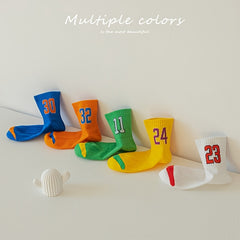 5 Pairs Boys Number Socks for Spring and Summer