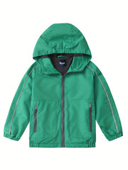 Kids Waterproof Hooded Jacket Athletic Thermal Fleece