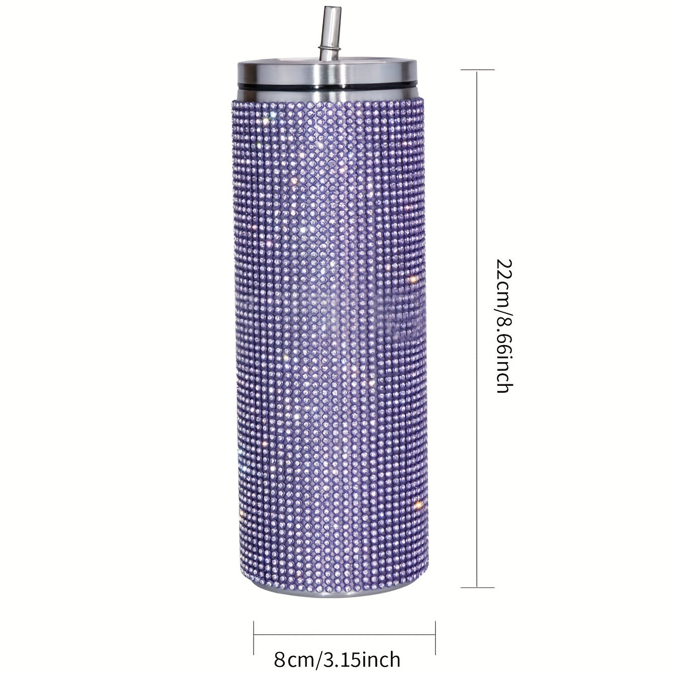 20oz Glitter Studded SS Straw Water Cup Insulated Tumbler for Travel Holiday