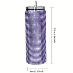 20oz Glitter Studded SS Straw Water Cup Insulated Tumbler for Travel Holiday