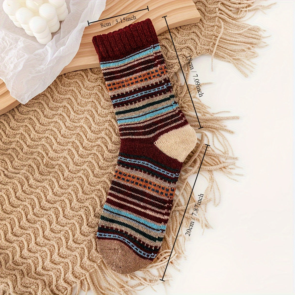 5 Pairs Winter Wool Socks For Men Thickened Warm Crew Socks