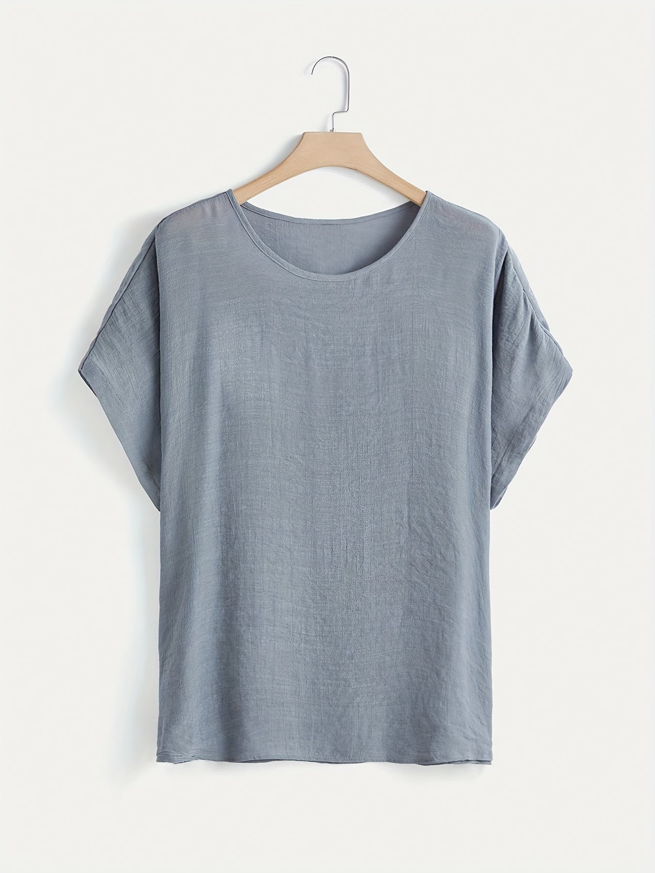 Casual Top Women's Plus Solid Short Sleeve Round Neck Oversized T