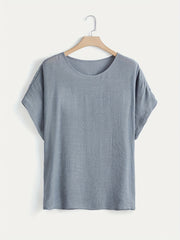 Casual Top Women's Plus Solid Short Sleeve Round Neck Oversized T