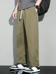 Men's Drawstring Straight Leg Pants Loose Trousers