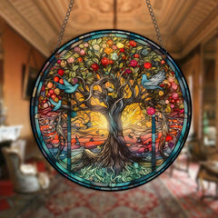 Tree Of Life Window Sunshade Colorful Plastic Thanksgiving Decor