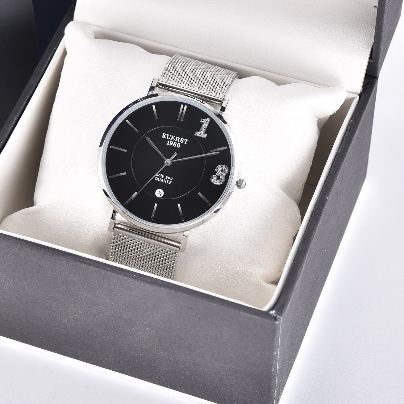 KUERST Teen s Watch Couple Mesh Strap Quartz Watch With Calendar