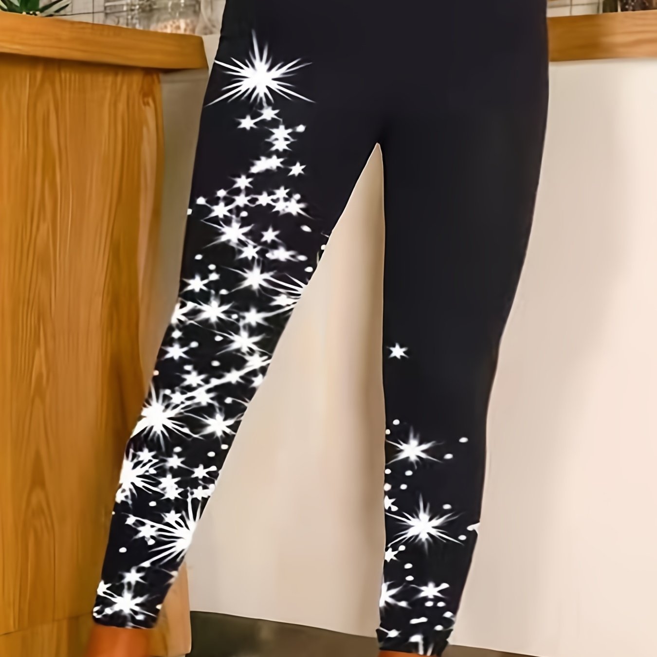 Star Print High Rise Skinny Leggings