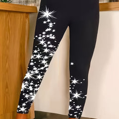 Star Print High Rise Skinny Leggings