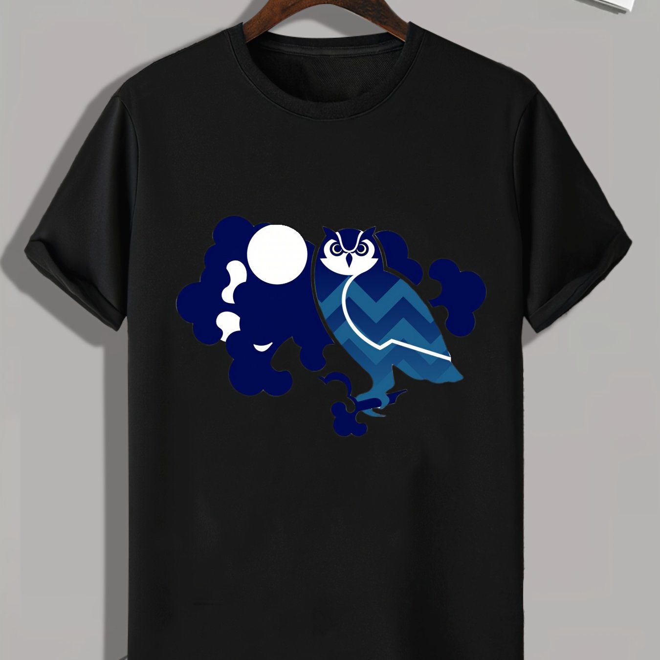 Owl Cartoon Print Men's Graphic T shirt Casual Comfy Tees For Summer Halloween