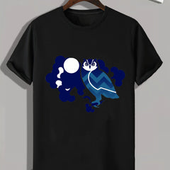 Owl Cartoon Print Men's Graphic T shirt Casual Comfy Tees For Summer Halloween