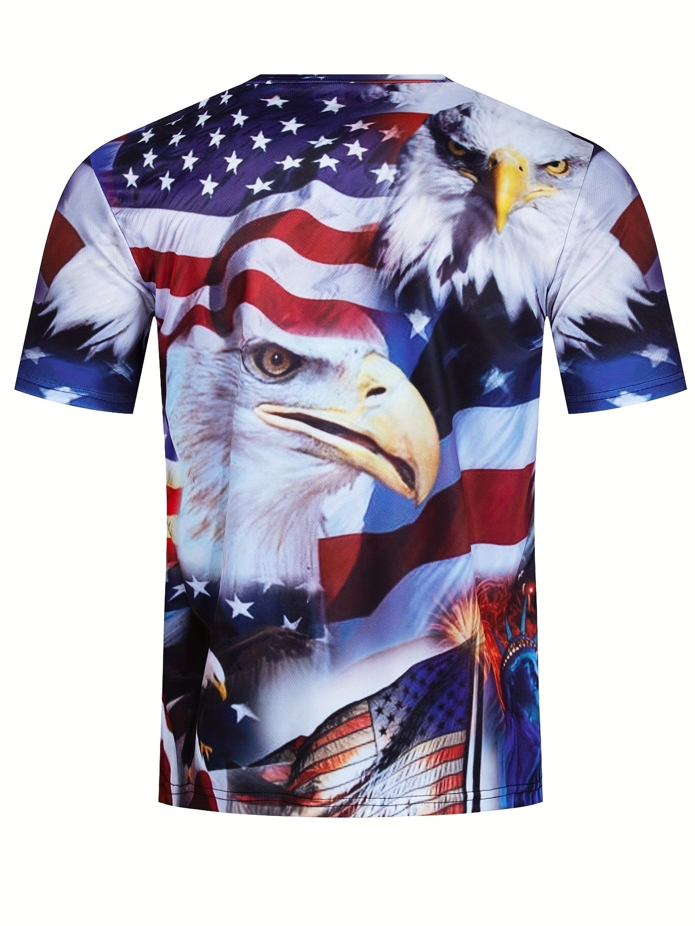 Men's Bald Eagle Print T Shirt for Summer Outdoor Activities