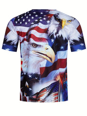 Men's Bald Eagle Print T Shirt for Summer Outdoor Activities
