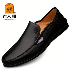 LAORENTOU Men's Leather Loafer Shoes Lightweight Non Slip Casual Shoes