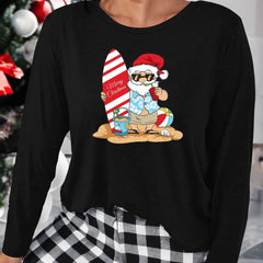 Christmas Santa Claus Print Long Sleeve Lounge Top