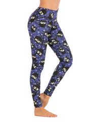 Cartoon Owl Print High Waist Leggings Skinny Stretchy Long Length