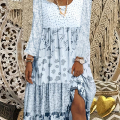 Floral Print Colorblock Maxi Dress