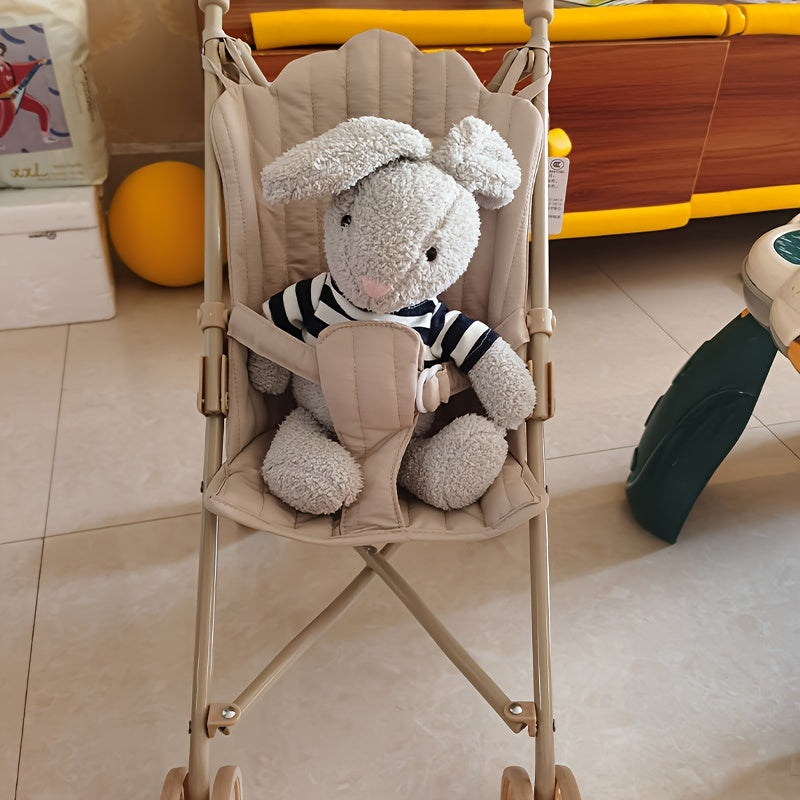 Apricot Iron Baby Doll Stroller with Storage Bag Foldable Toy Pram