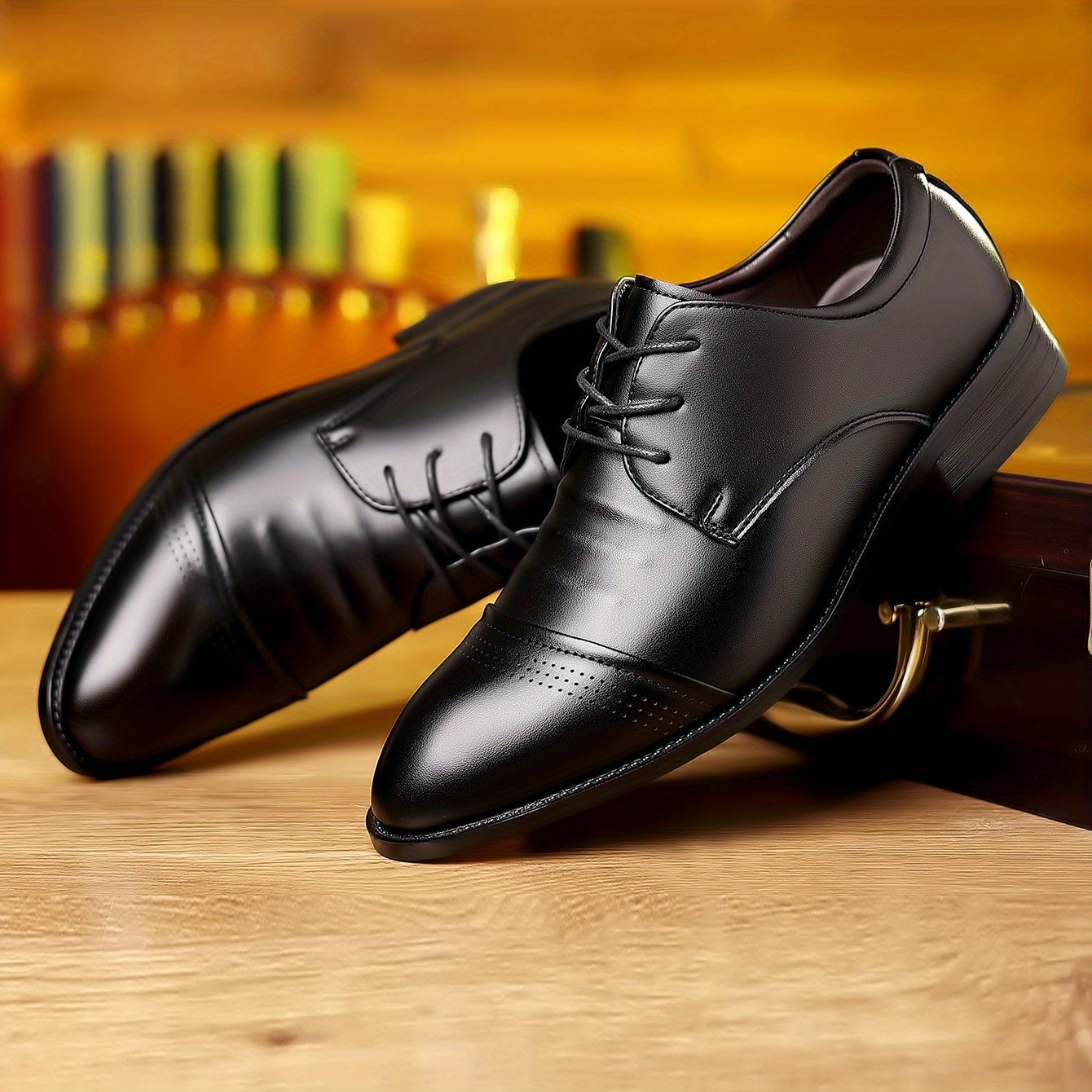 Men's Solid Lace up Rubber Sole Anti skid Oxford Shoes