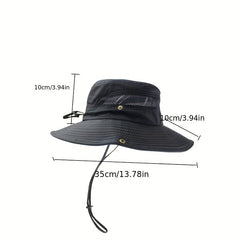 Unisex Sunshade Bucket Hat with Adjustable Strap for Fishing