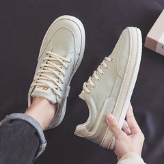 Men's Lace Up Leather Sneakers, Casual Outdoor Shoes