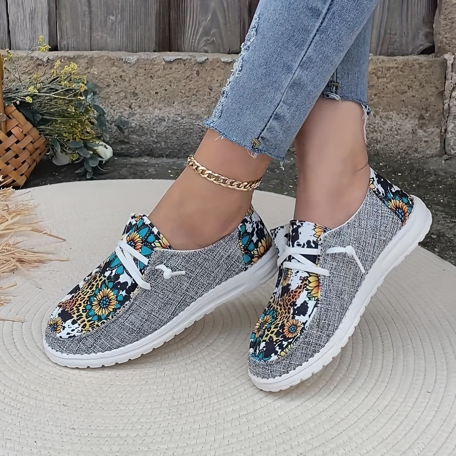 Women's Chevron Pattern Sneakers Casual Lace Up Outdoor Shoes