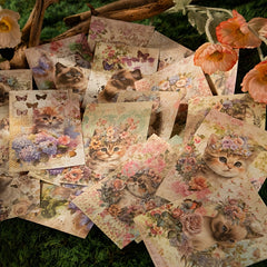 30pcs Cat Collage Paper Pack Garden Cat Series Floral Decoration