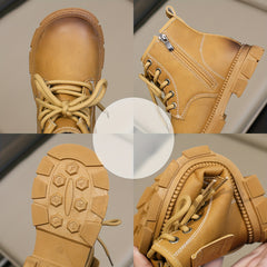 Boys Lace Up Zipper Boots, Non Slip, Comfortable, Indoor/Outdoor, Autumn/Winter