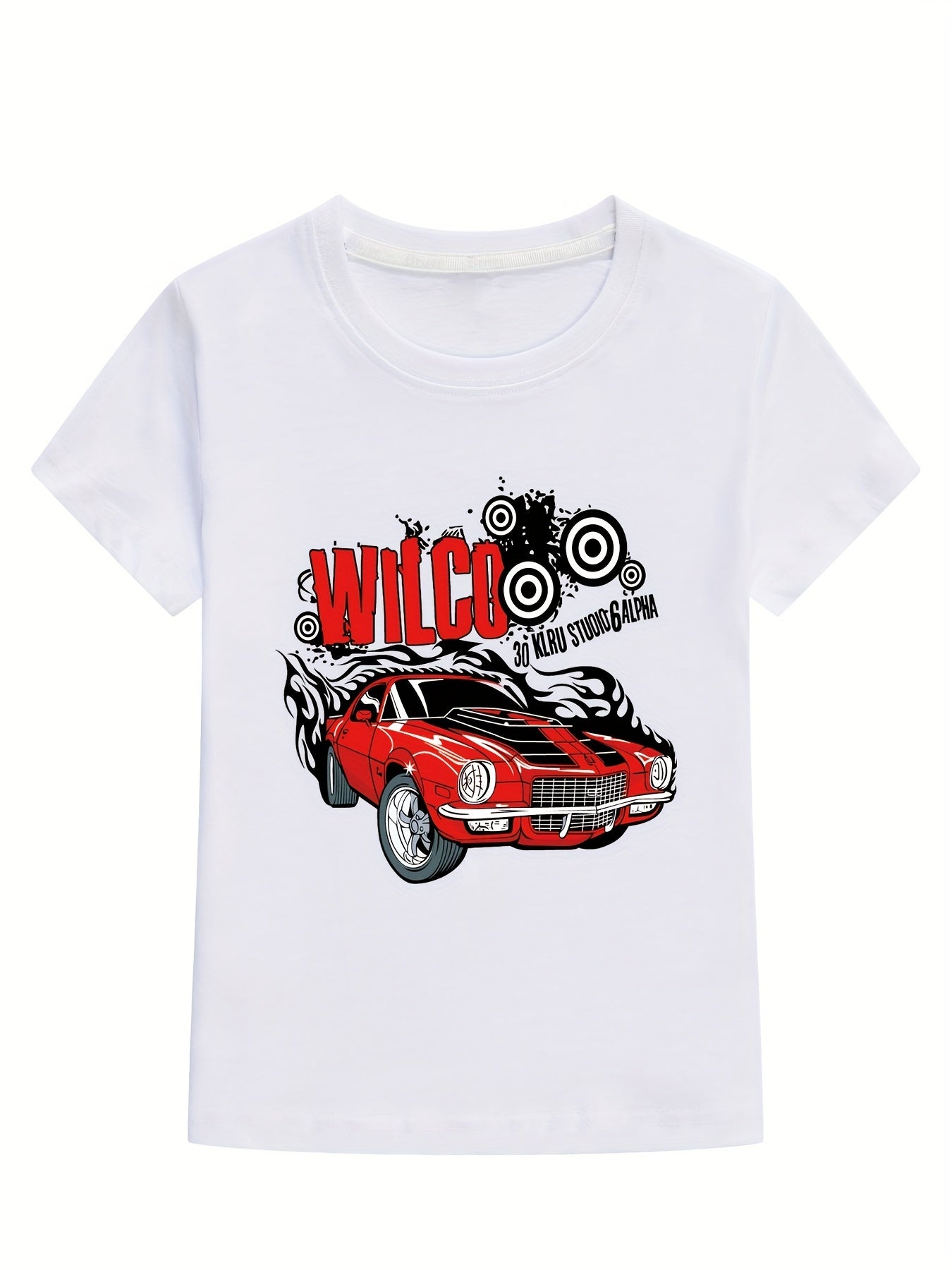 Boys Cartoon Car T shirt Cotton Short Sleeves Crew Neck