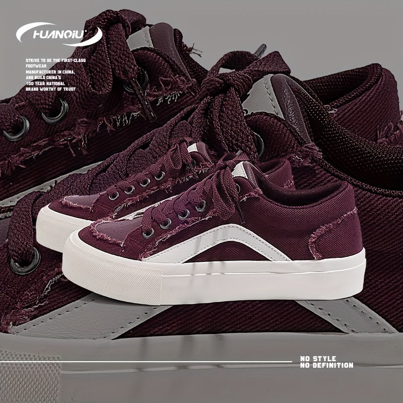 HUANQIU Women's Lace-up Front Skate Shoes Comfy Casual Sneakers