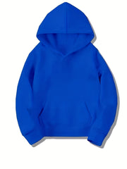 Boys Casual Solid Pullover Hooded Long Sleeve Sweatshirt