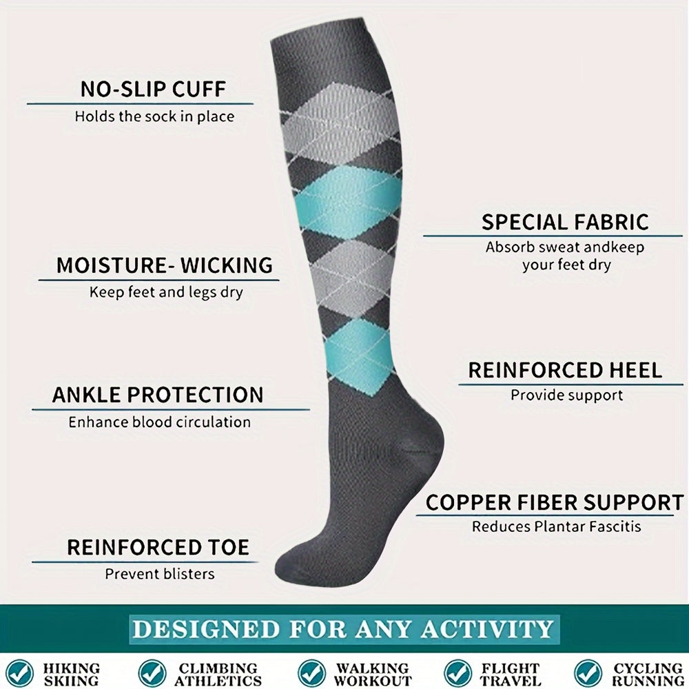 6pairs Compression Socks For Women & Men 15-20 MmHg Knee High Socks