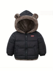 Boys Winter Hooded Coat With Fur Lining Cotton Padded Light Warm Jacket