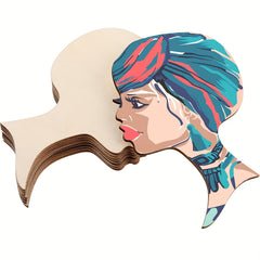 2pcs African Women Face Lashes Silhouette Wood Decoration Pendant
