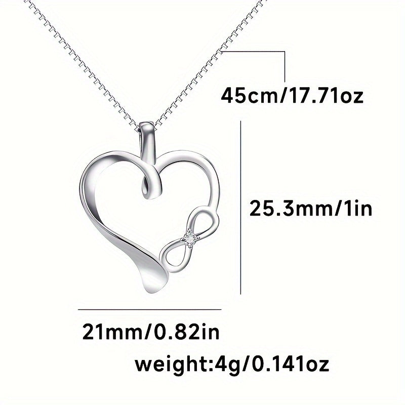 925 Silver Heart Pendant Necklace with Synthetic Zirconia August Birthstone