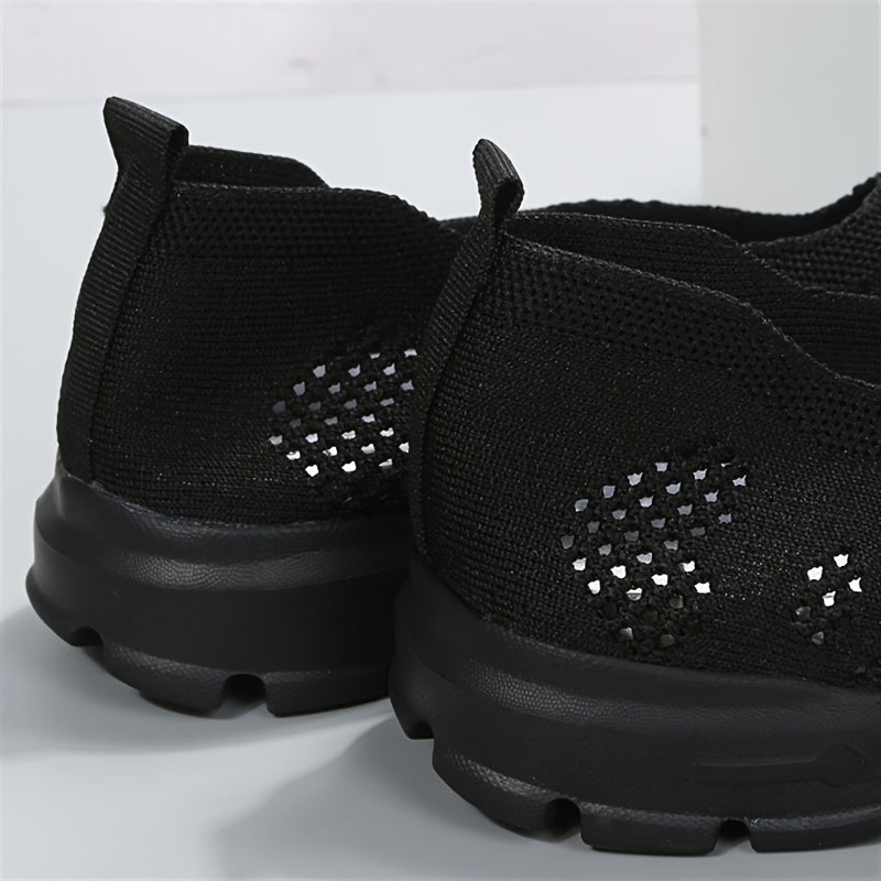 Women's Hollow Out Knit Sneakers Slip On Low Top Sports Shoes