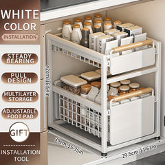 Pull-Out Basket Seasoning Storage Rack Sink Shelf